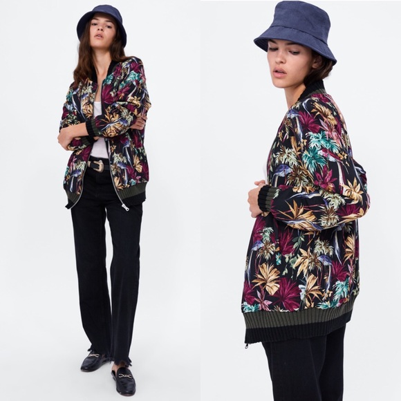 Zara Floral Print Bomber - Picture 4 of 10